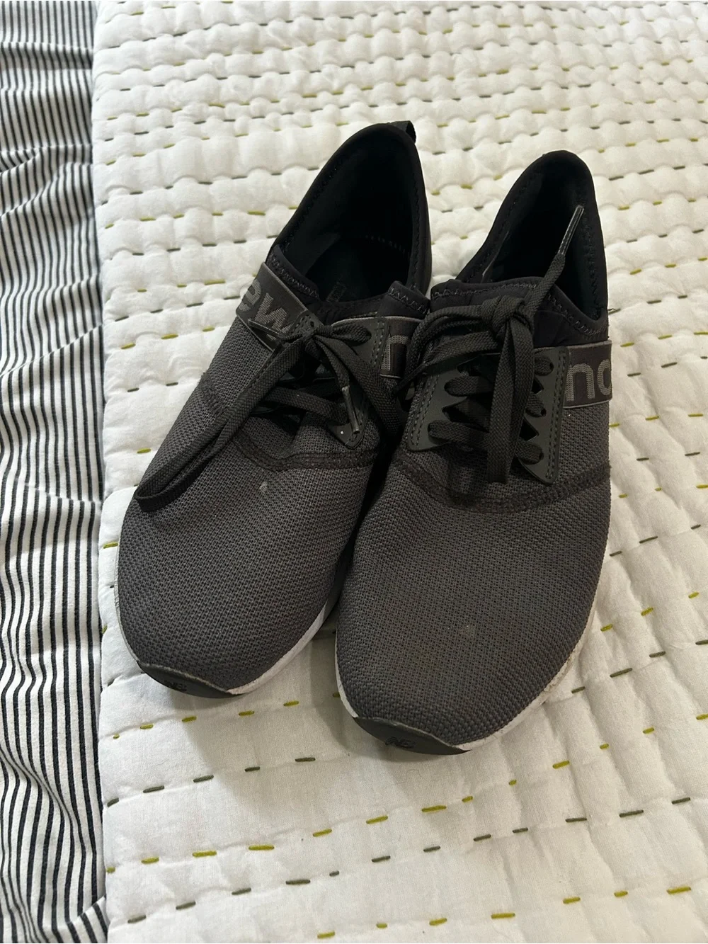 New Balance Women’s Dark Gray Knit Lace-Up Sneakers